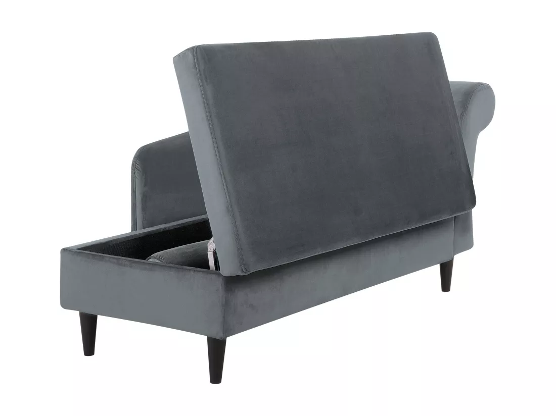 Chaise longue côté droit en velours gris clair LUIRO