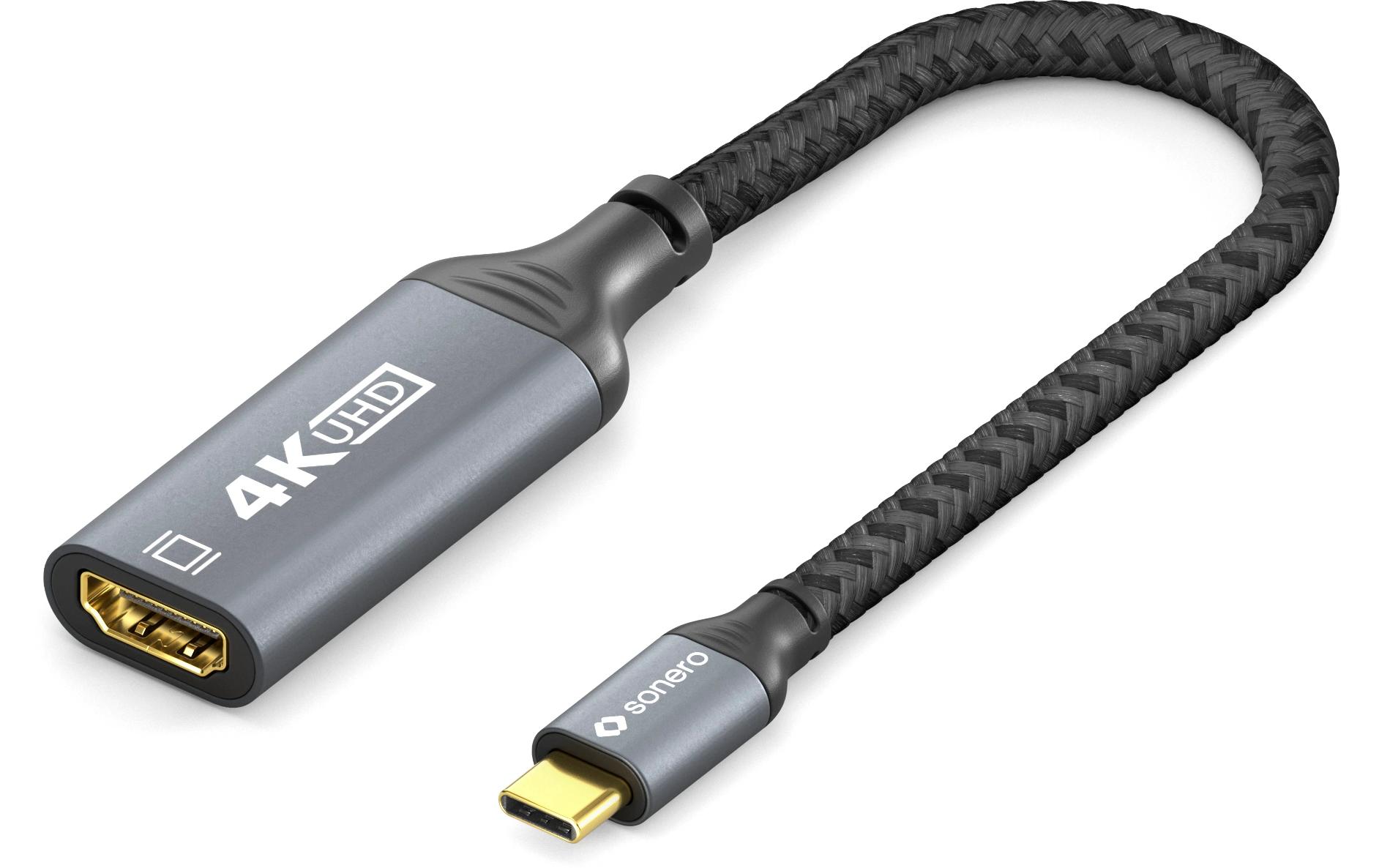 Adapterkabel USB Type-C - HDMIUSB-C auf HDMI Adapter - 4K60, 18 GBps – grau/schwarz - 0.10m