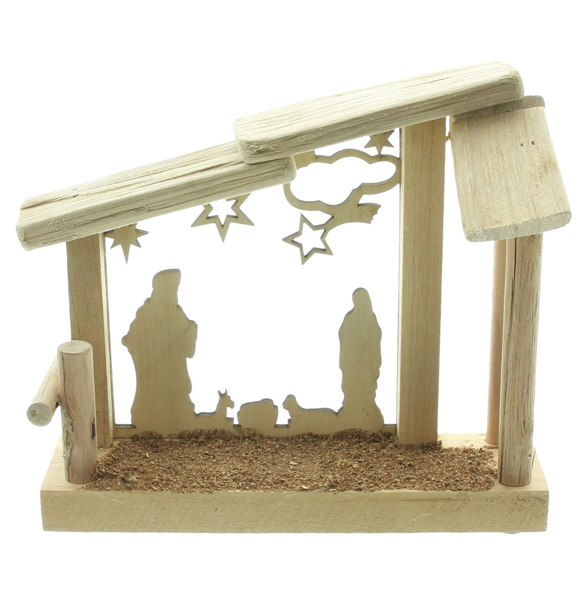 FRANK FLECHTWAREN | LED-kerststal Heilige Familie, 23 x 10 x 21 cm, EIKEN, PLASTIC