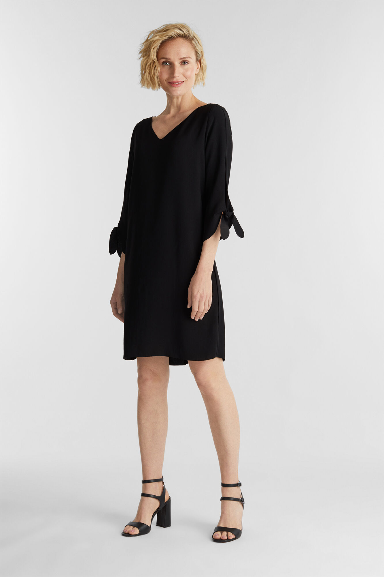 Vestido crepe folgado - Preto
