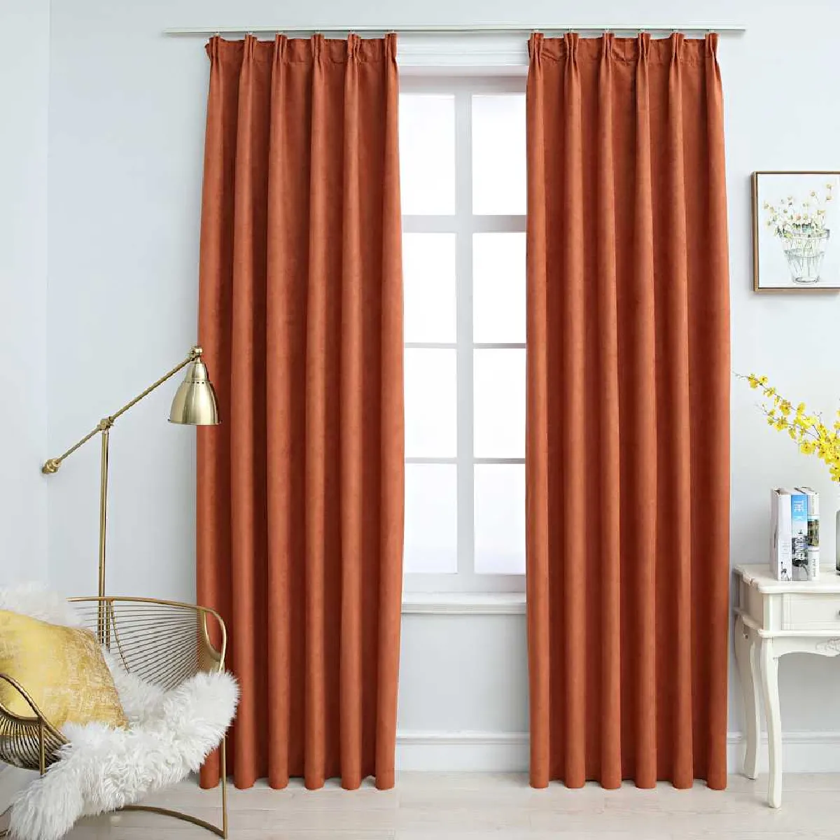 vidaXL Rideaux occultants 2 pcs 140x175 cm - Rouille