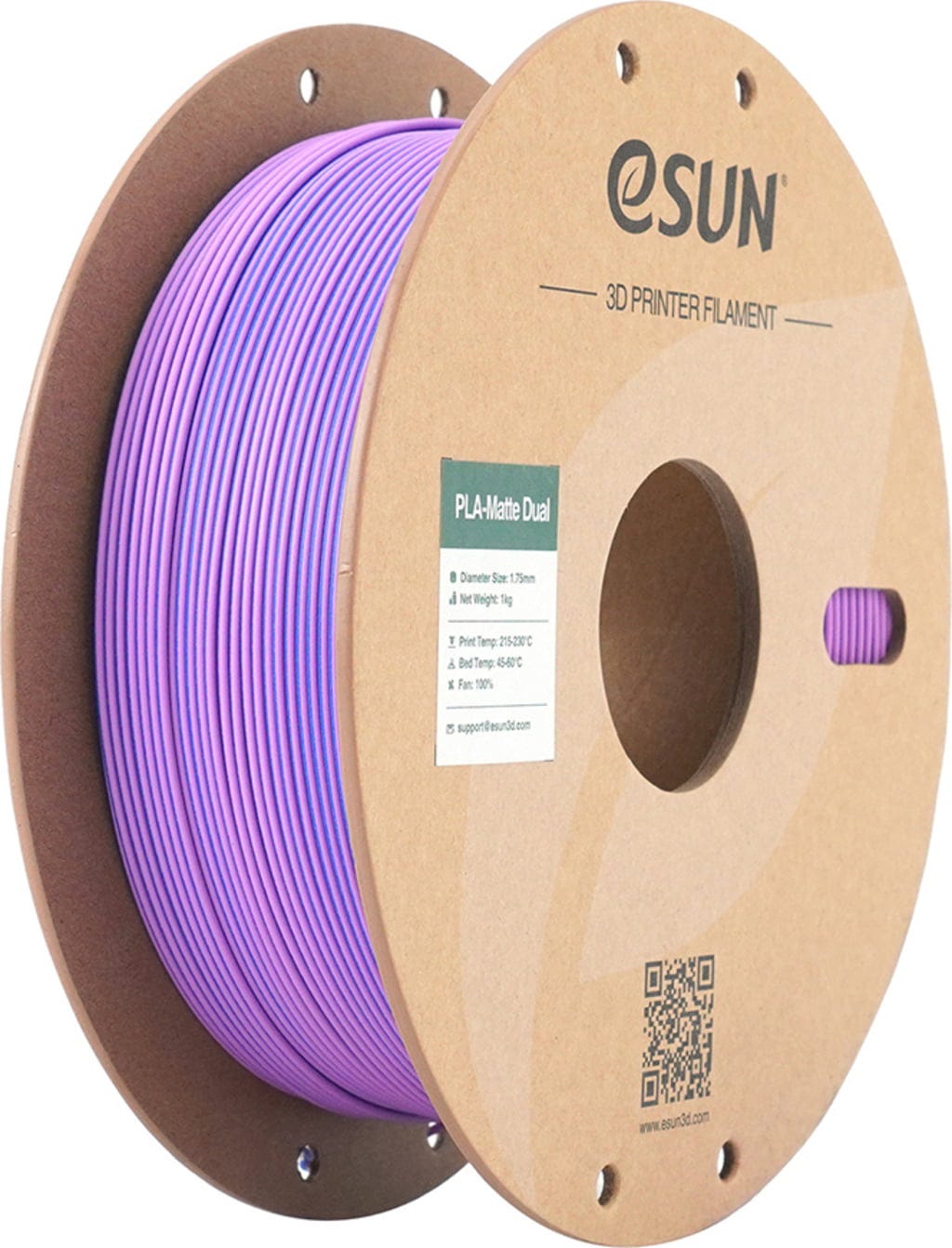 eSUN  PLA-Matte Dual Purple Blue, 1,75 mm / 1000 g    Zweifarbiges Filament mit matter Oberfläche in Violett Blau