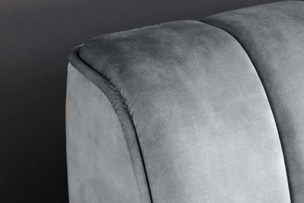 Retro Bett AMSTERDAM 160x200cm grau Samt schwarz Metall Polsterbett
