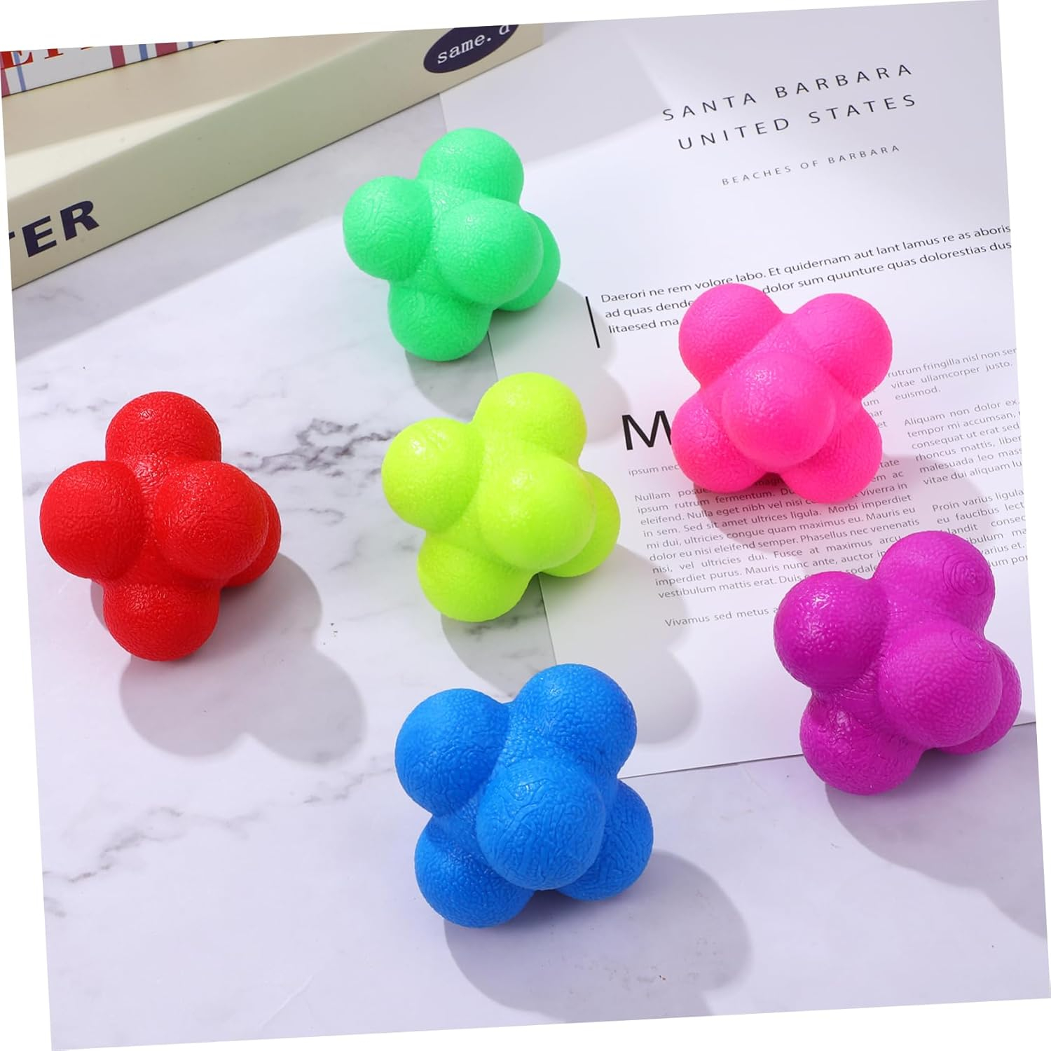 (6er Set) 5cm Fokus Reflex Ball Training Bouncing Hüpfball Spielzeug Flummi - Bunt
