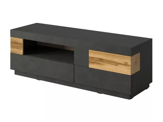 Meuble TV 160cm collection KILES. Coloris gris anthracite et chêne. Style design