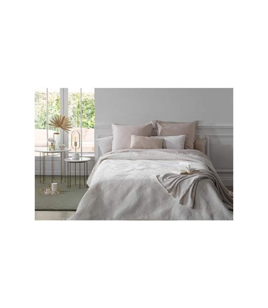Dessus de Lit Feuilles 240x260cm Ivoire