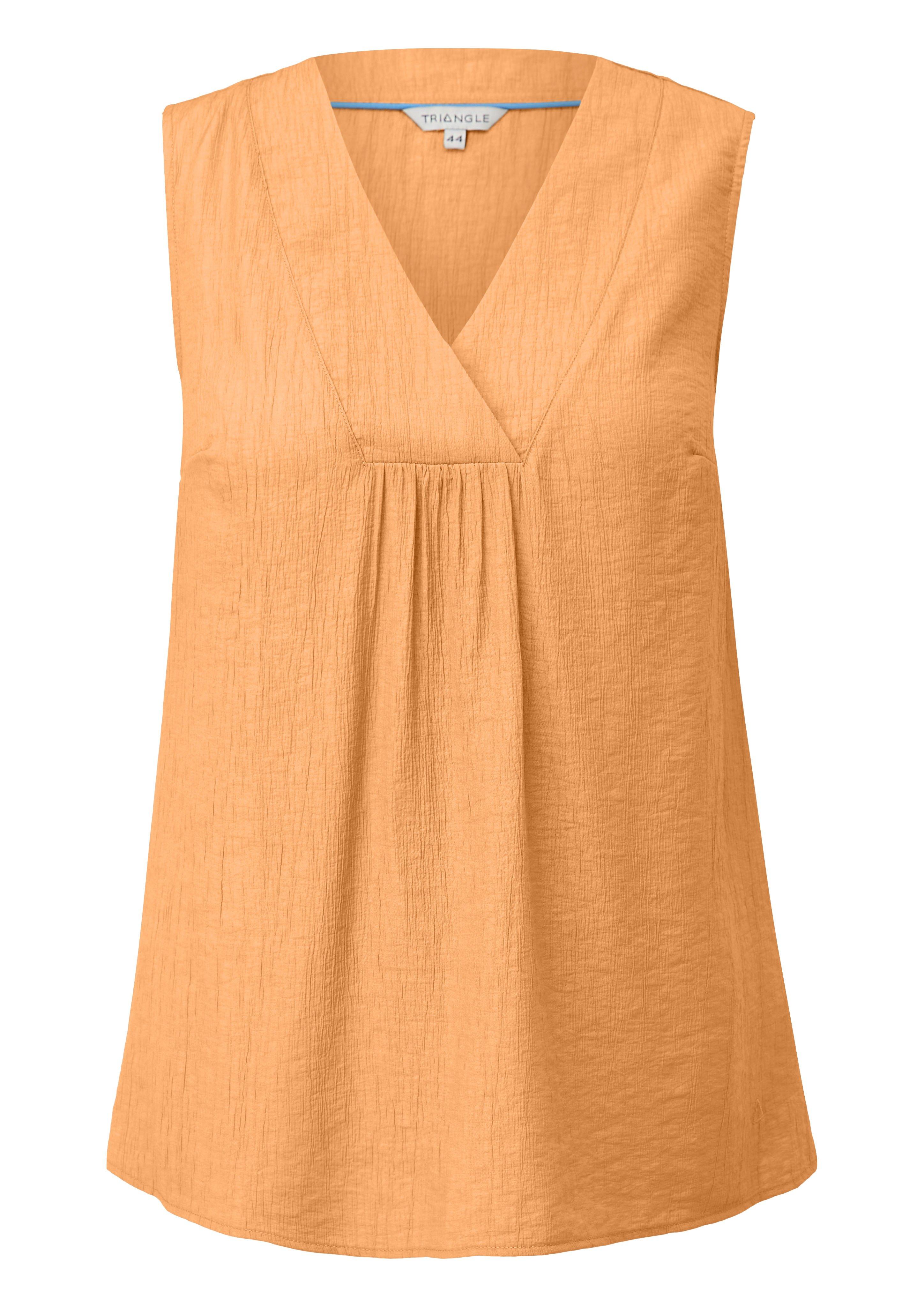 Ärmellose Crêpe-Bluse mit V-Ausschnitt