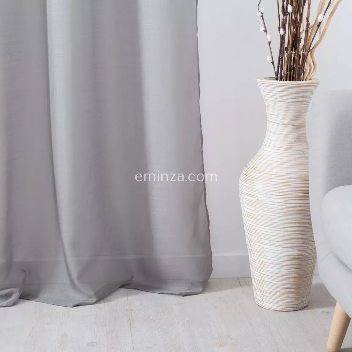 Voilage (145 x H240 cm) Givrée Gris perle