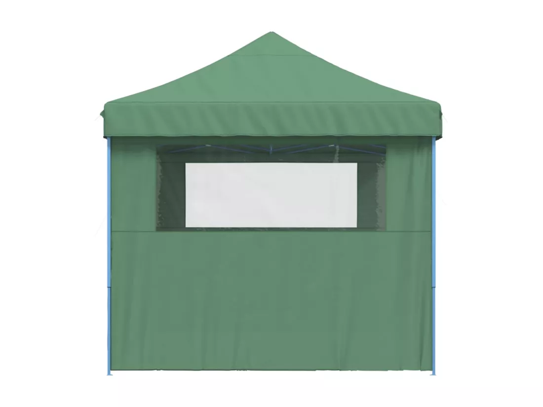 Tente de réception pliable escamotable 3 parois latérales vert