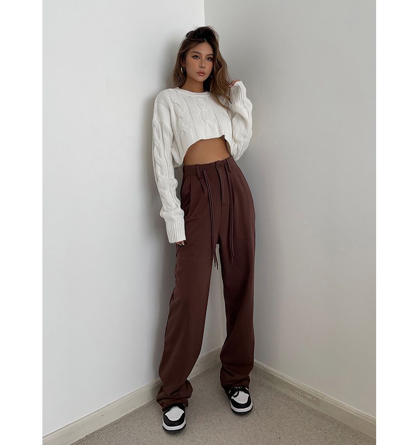 Colada - Rechte joggingbroek met trekkoord en hoge taille in 5 kleuren