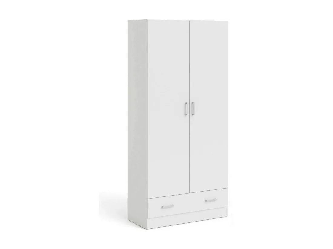 Garde-robe 2 portes Dsban, Meubles de chambre, Penderie de plain-pied, Placard à vêtements, 79x36 h170 cm, Blanc
