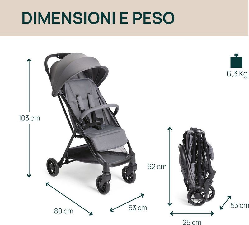 Chicco Urbino Lichtgewicht wagen 1 zitplaats(en) Grijs