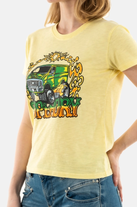 Tee shirt superdry neon motor graphic fitted 2bb pale yellow slub