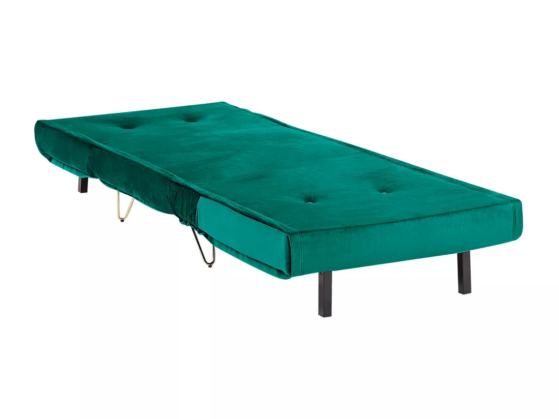 Banquette convertible 1 place en velours vert foncé VESTFOLD