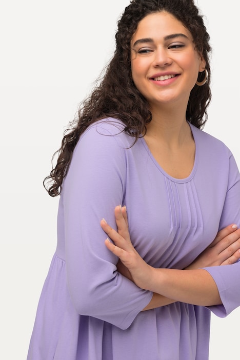 Longshirt, Biesen, A-Linie, Rundhals, 3/4-Arm