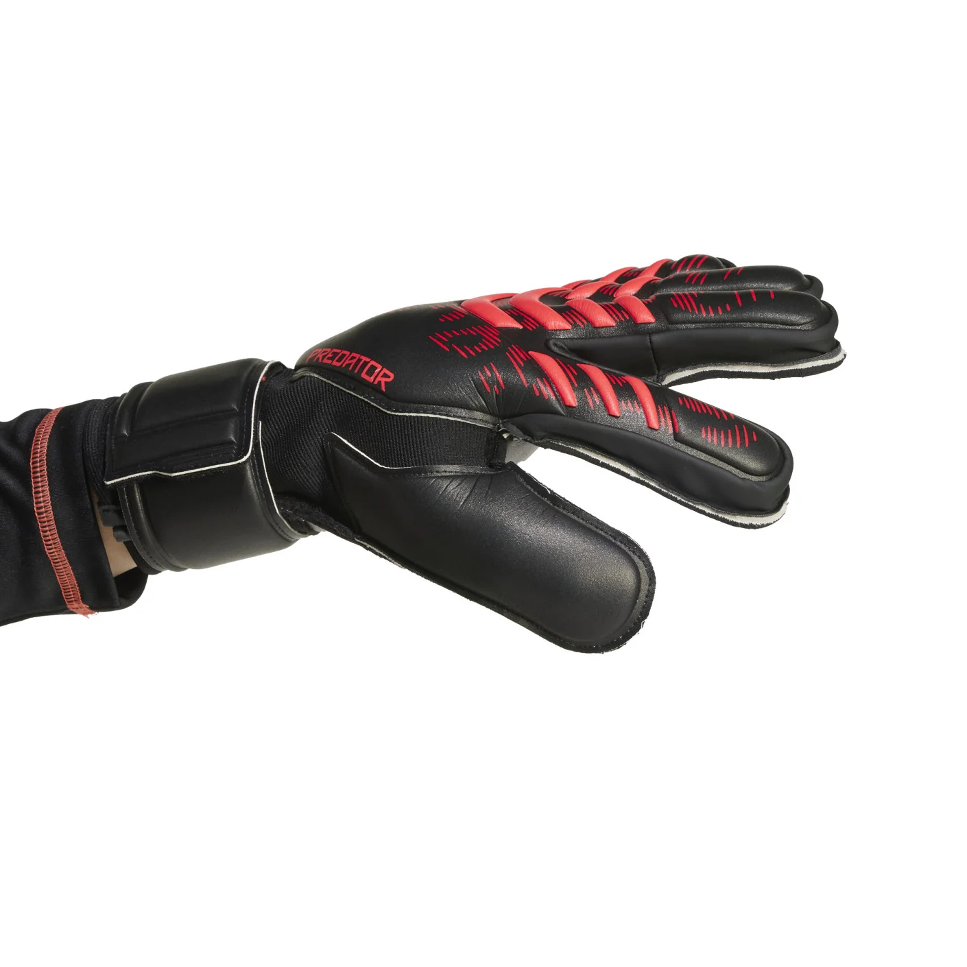 Adidas Predator Match Fingersave Keepershandschoenen Zwart Rood Grijs