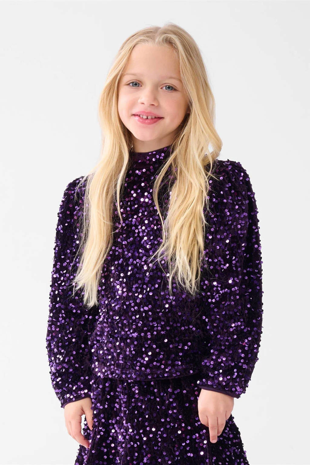 Shoeby glitter top paars met pailletten