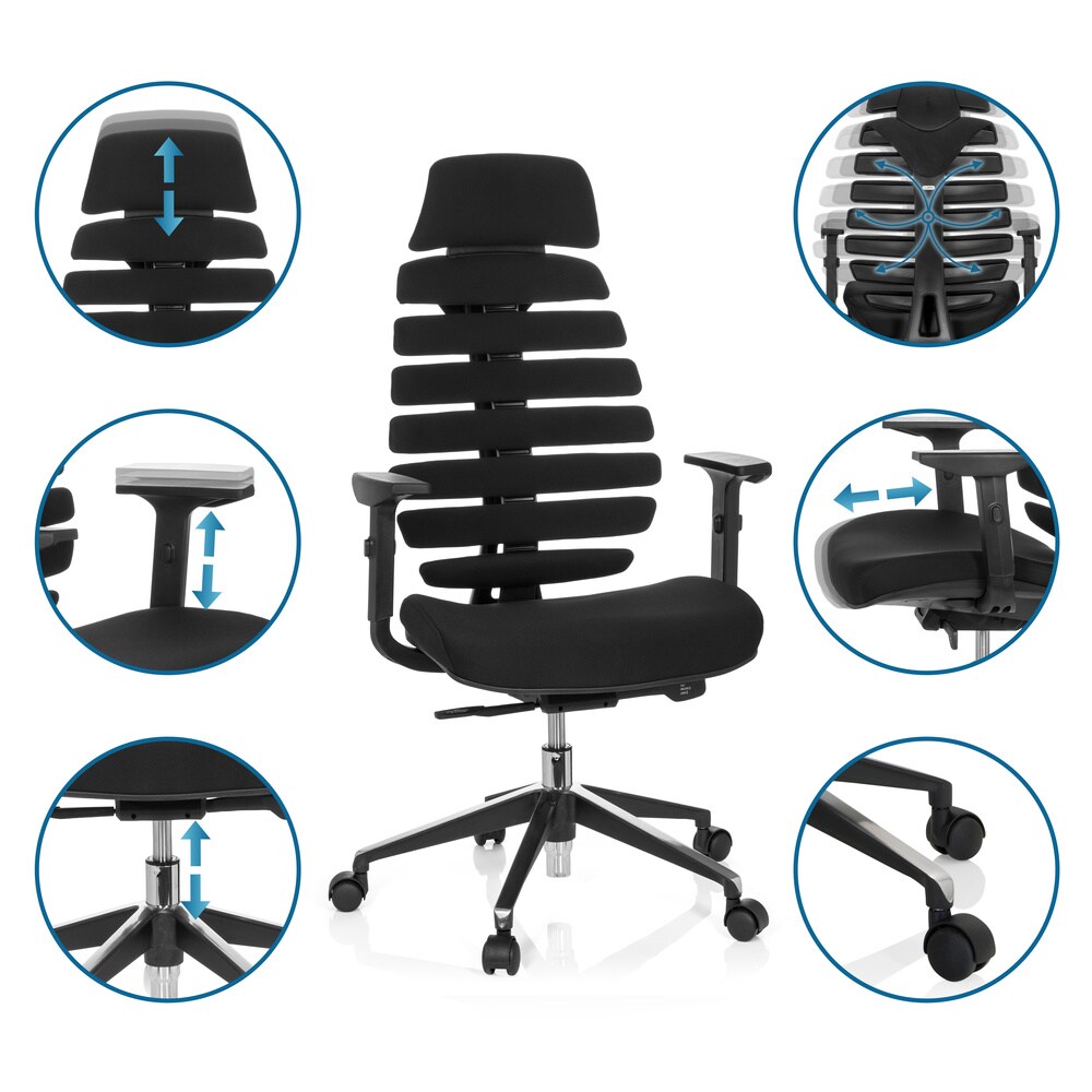 Profi Bürostuhl ERGO LINE II PRO Stoff mit Armlehnen (höhenverstellbar) hjh OFFICE