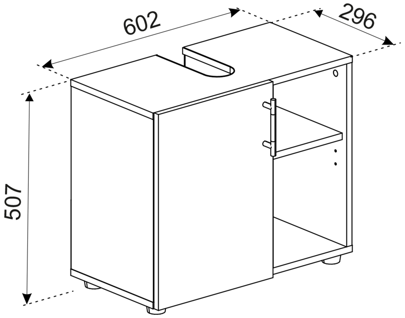 Unterschrank FLANDU II - schwarz-weiß - 60 cm
