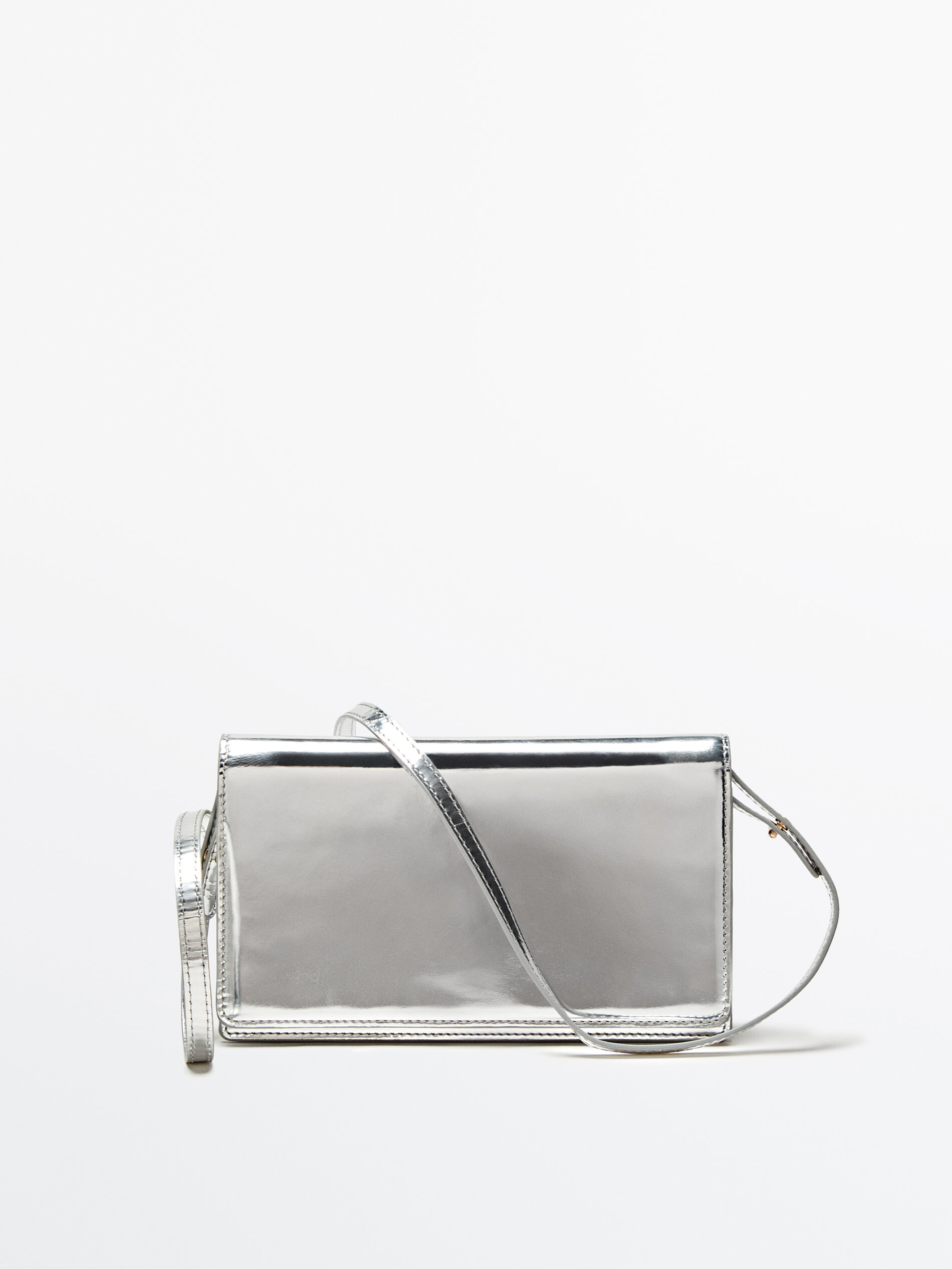 Bolsa de couro com alça articulada - PRATA