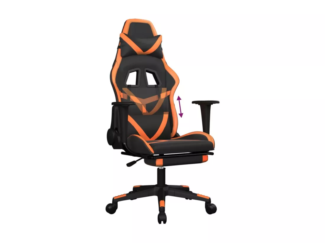 Chaise de jeu avec repose-pied Noir et orange Similicuir