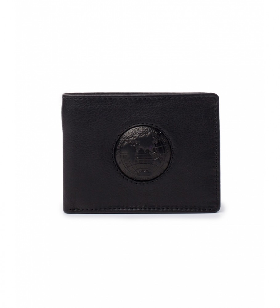 Carteira National Geographic Rain em couro preto - 2x10,5x8cm