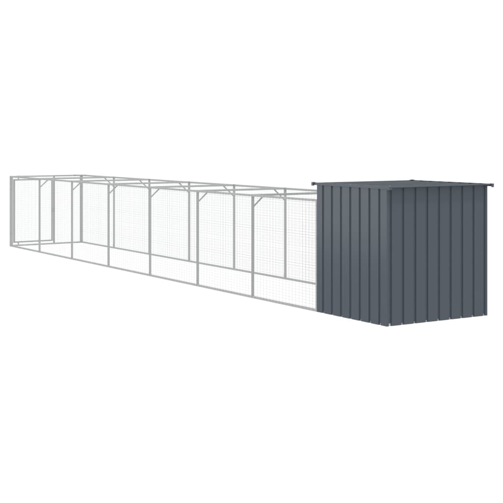 Canil vidaXL com área de exercício, aço galvanizado, cinza, 110x1017x110 cm