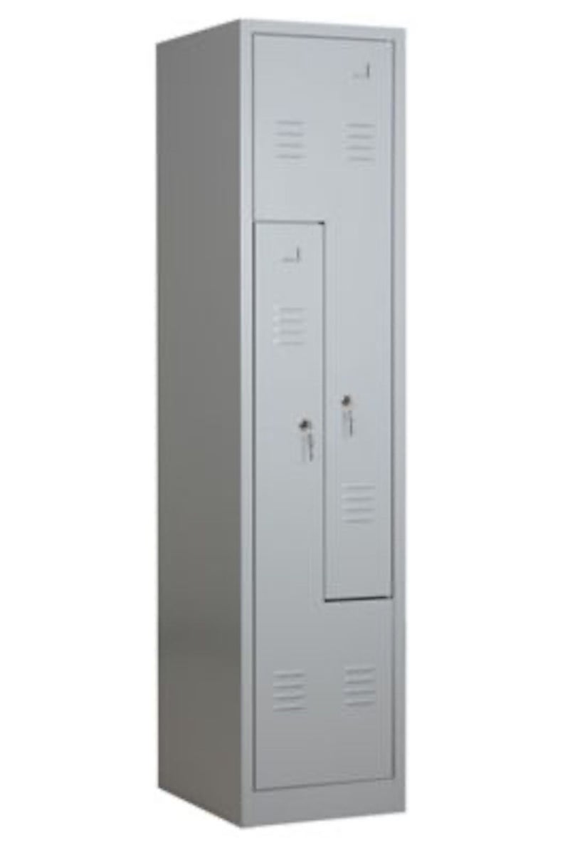 PROREGAL Garderobekast Camel 2-Vaks Z-Design HxBxD 180 x 41 x 50 cm Cilinderslot Grijs