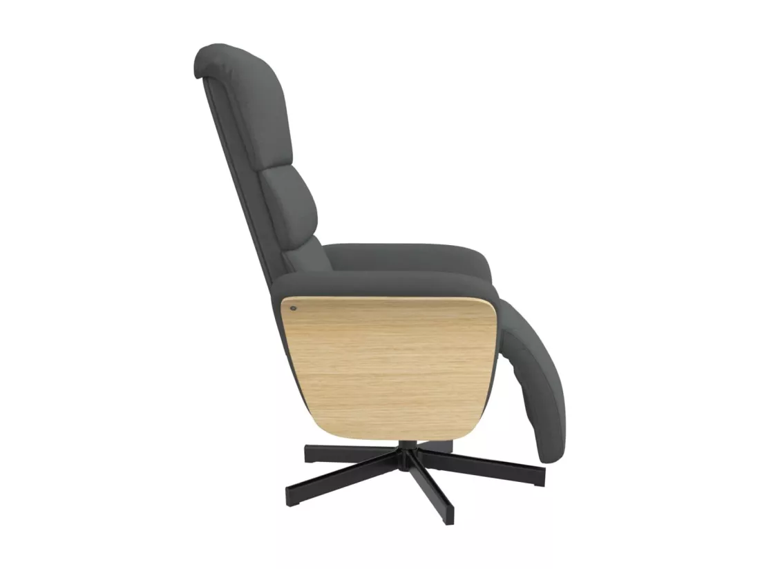 Fauteuil inclinable avec repose-pieds gris foncé tissu