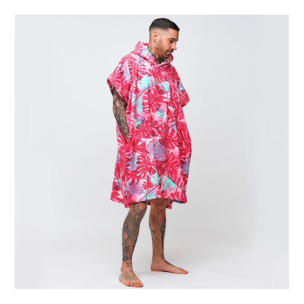 After Essentials BIG LEAVES - Poncho burnt pink