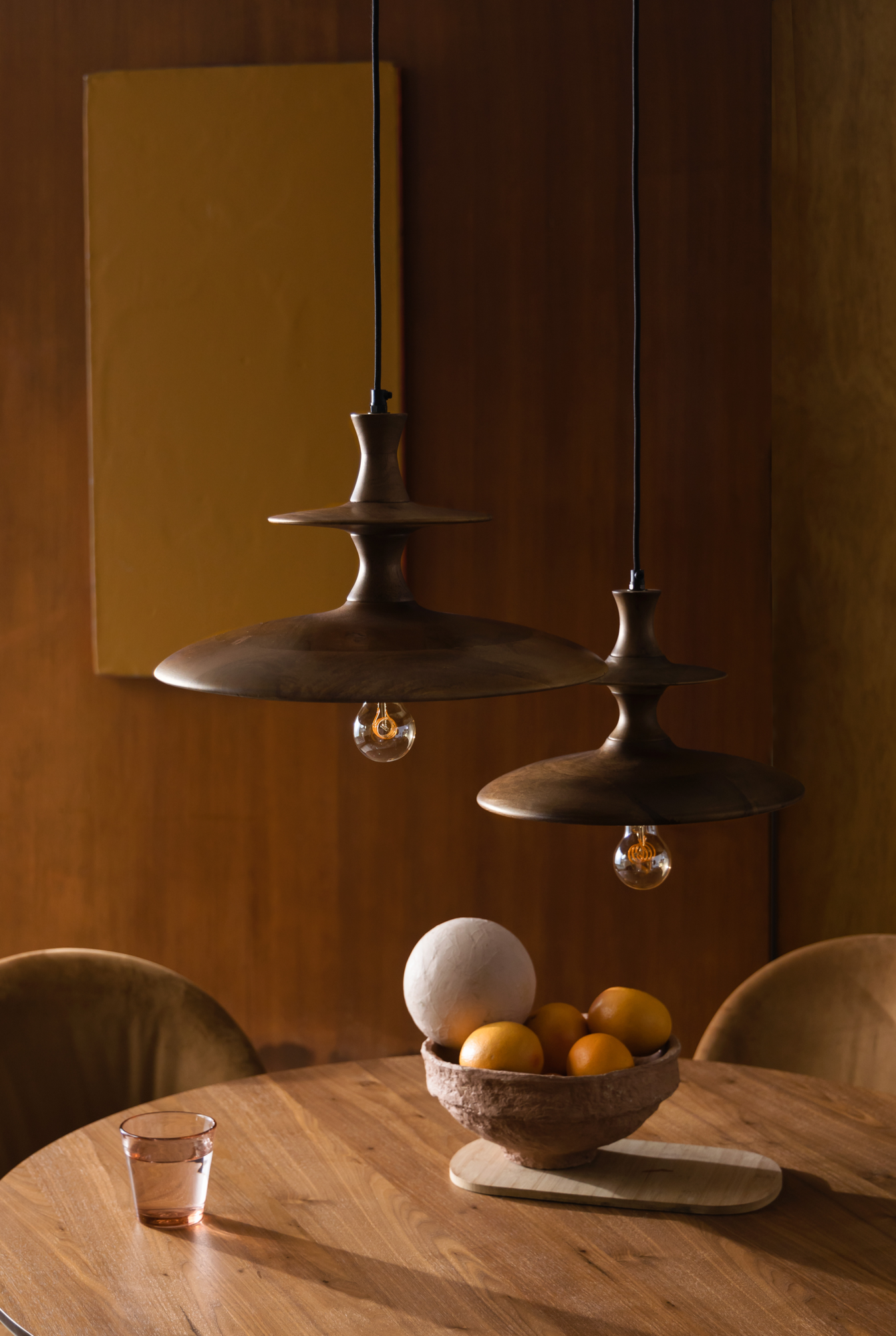Hanglamp CATH L walnoot