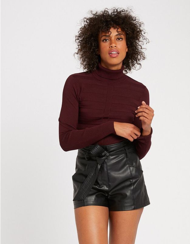 MORGAN - Trui - Bordeaux - Viscose - Fijn Tricot met Rolkraag
