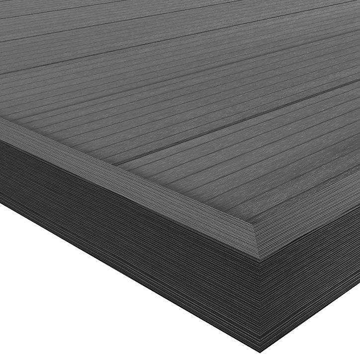 Profil de finition clipsable en composite Neva premium gris L.220 x l.14,5x H.5,2 cm