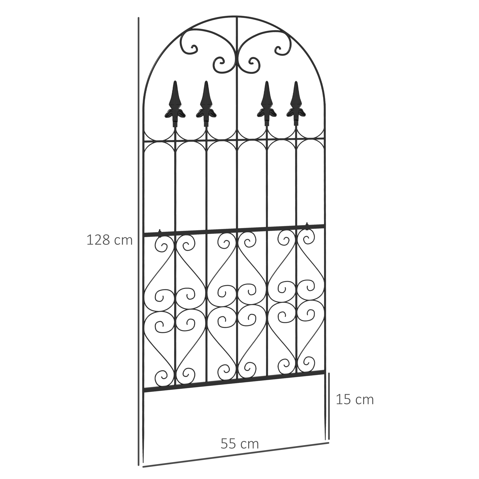 Conjunto de 2 treliças de jardim Outsunny, suportes para trepadeiras com estrutura de aço para plantas trepadeiras e decoração de pátios e terraços, 55x128 cm, pretas
