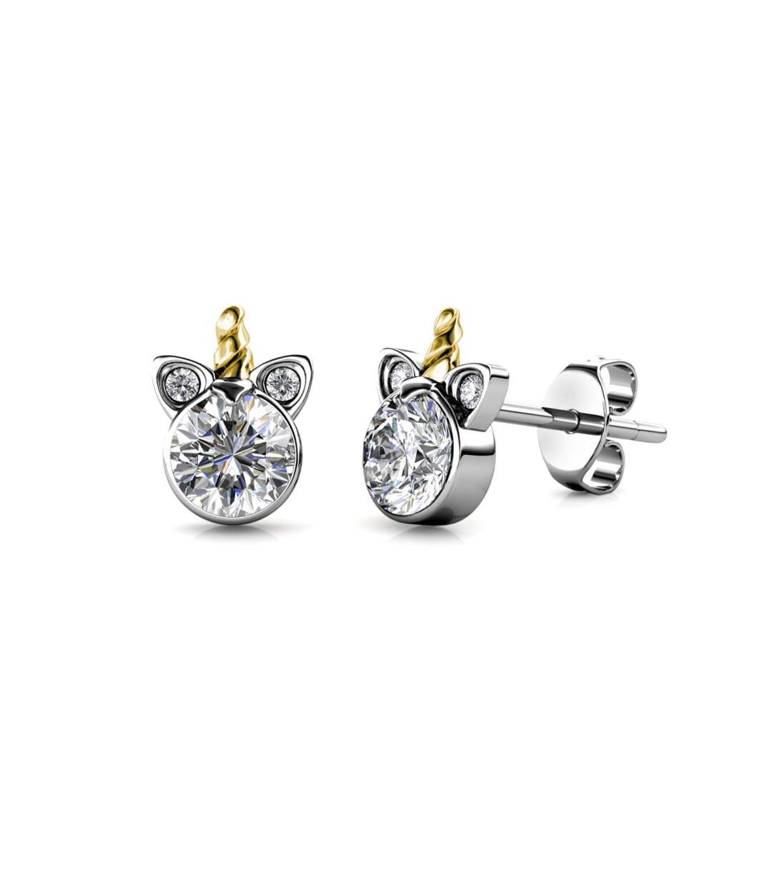 Boucles d'oreilles Unicorn - Argenté et Cristal