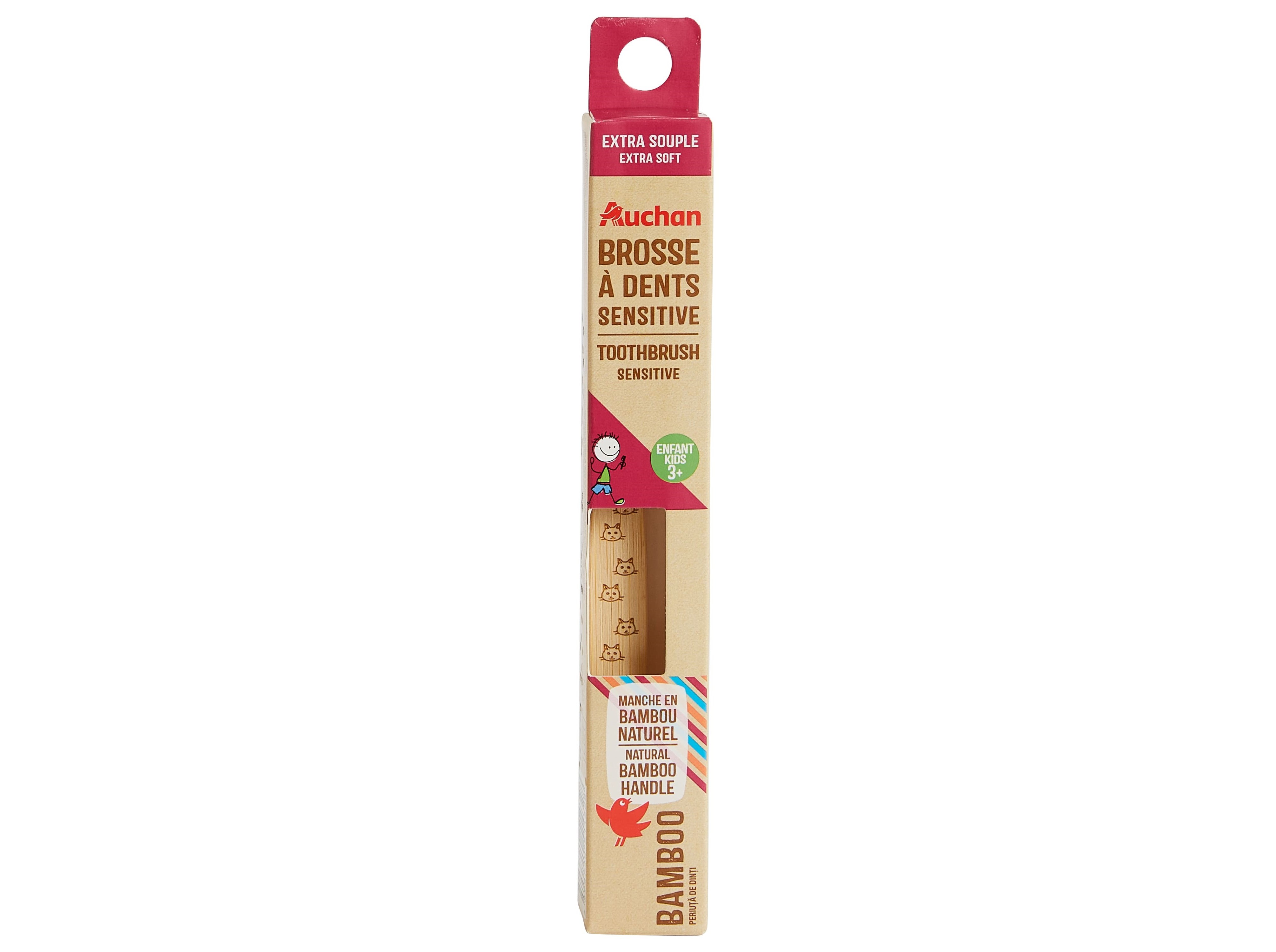 ESCOVA DENTES AUCHAN KIDS SENSÍVEL BAMBU EXTRA SUAVE 1UN