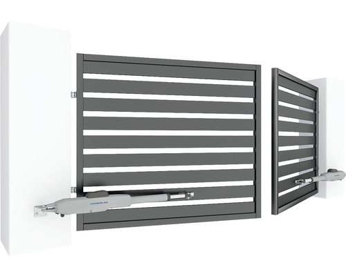 Chamberlain CHLA250EVC draaipoortaandrijving voor enkele en dubbele poorten, inclusief 2 x design afstandsbedieningen, 1 x infrarood fotocel en 2 x 2 sleutels voor noodontgrendeling.