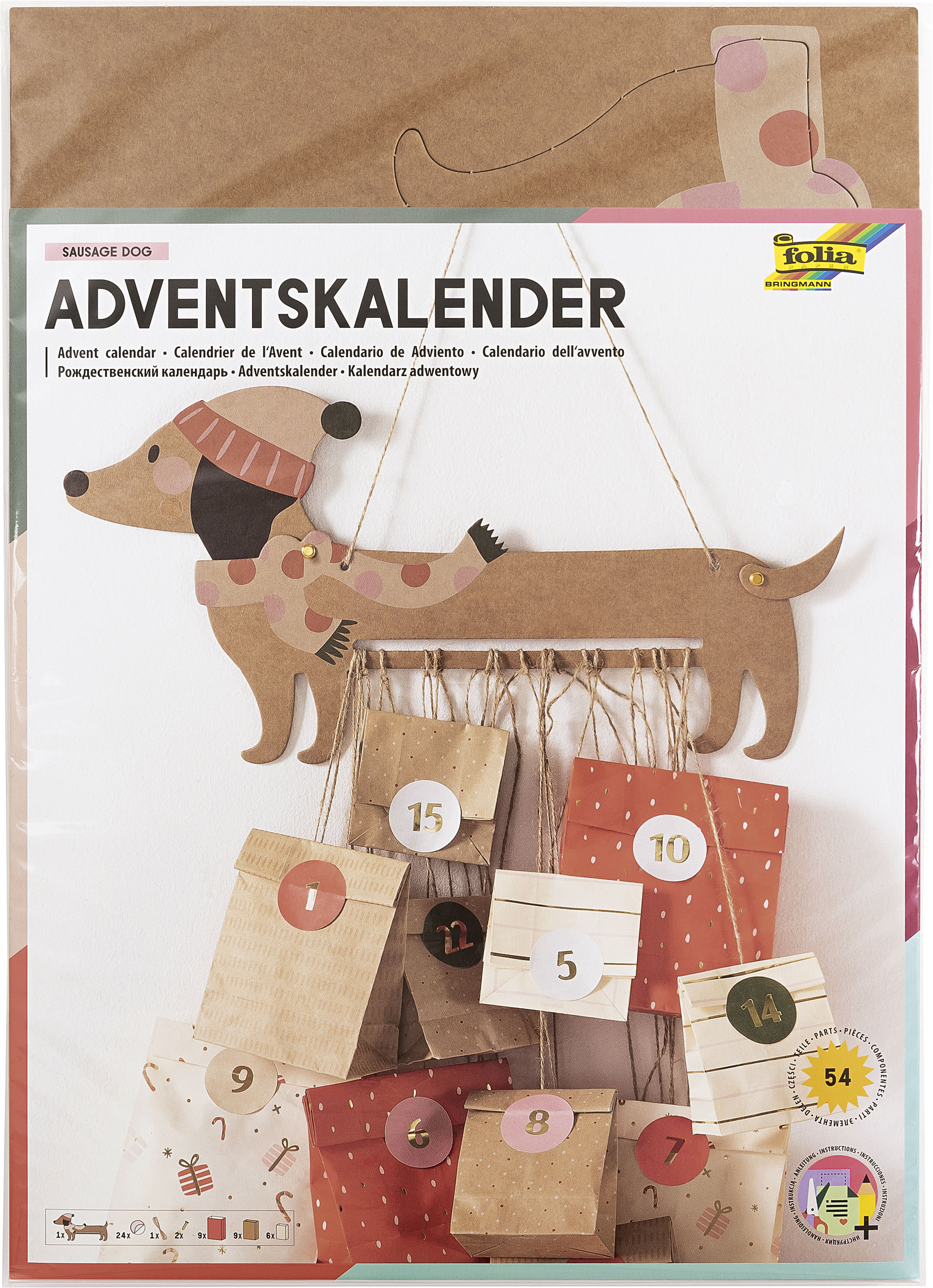 Adventskalender Bastelset SAUSAGE DOG 54-teilig