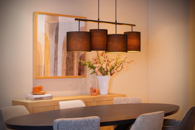 Lucide Maya cluster 4 hanglamp lineair zwart