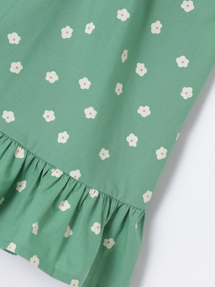Vestido de verão com babados - Verde Grama