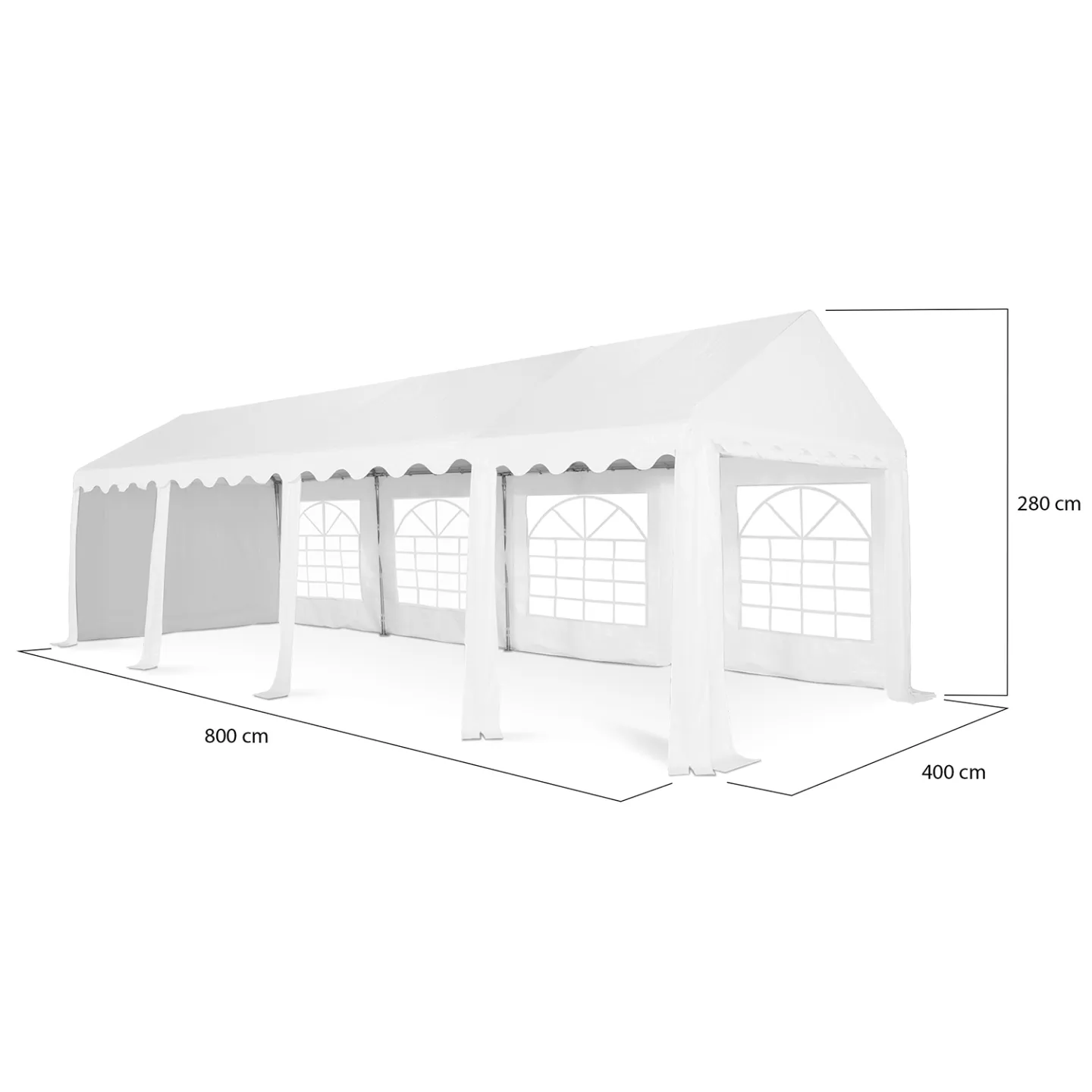 Tente de réception 4x8 M barnum PE 180gr/m² chapiteau blanc 40 personnes