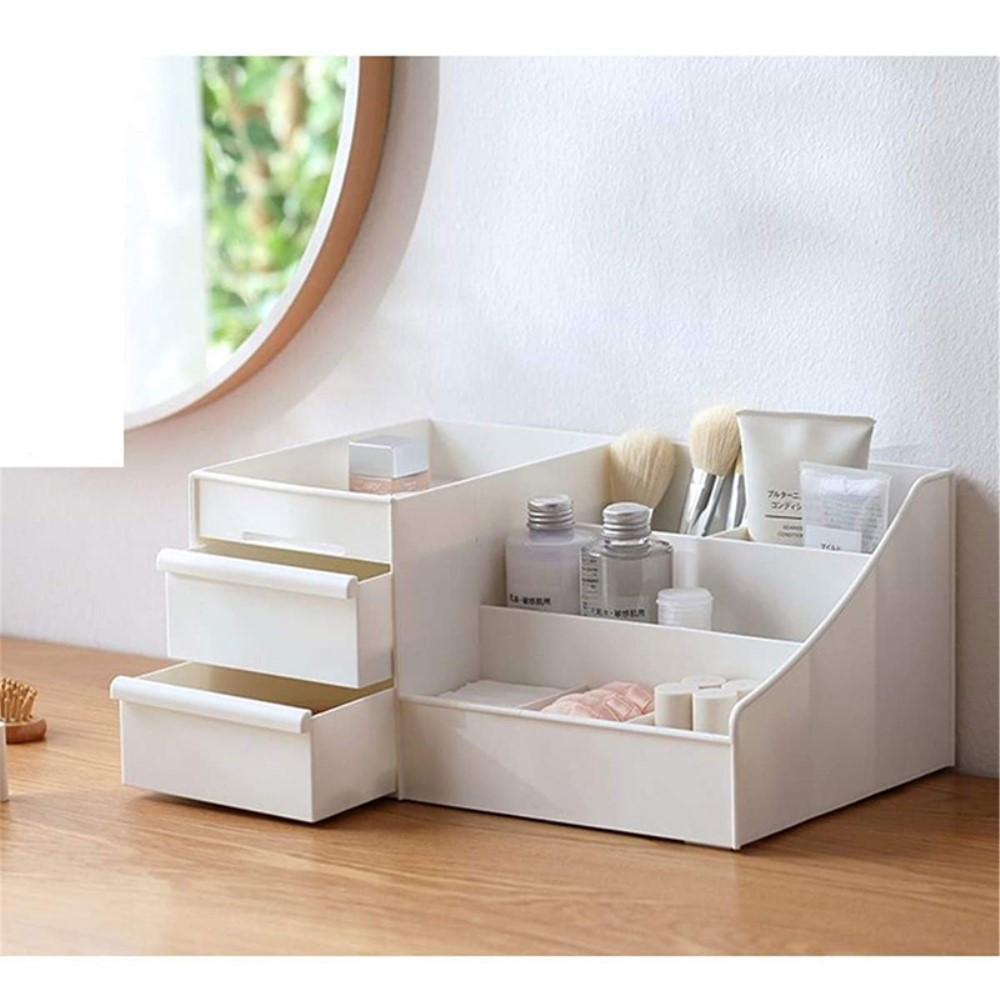 (280x125x175mm) Acryl Beauty Make Up Organizer Aufbewahrungsbox 9 Fächer - Weiss