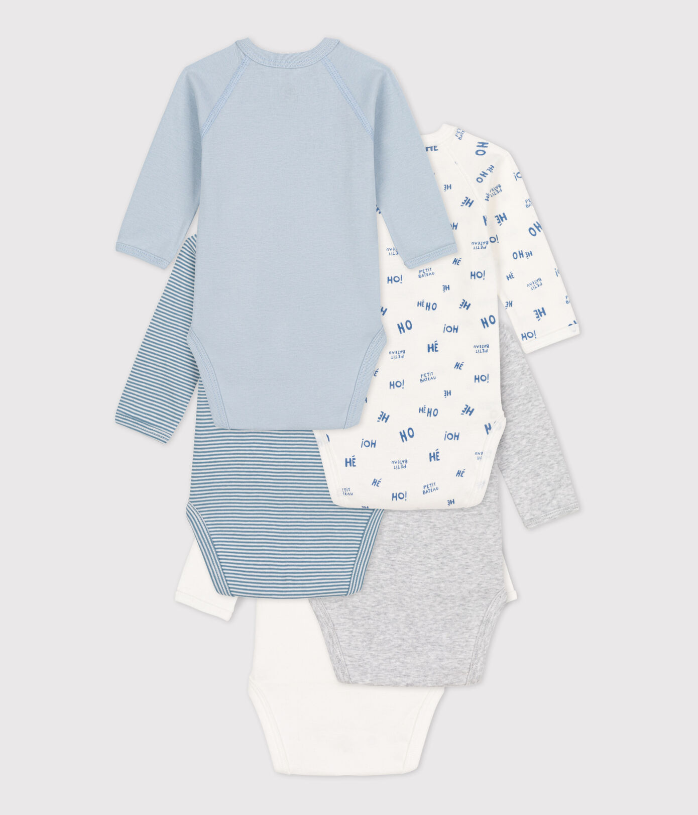 Lot de 5 bodies manches longues bébé en coton
