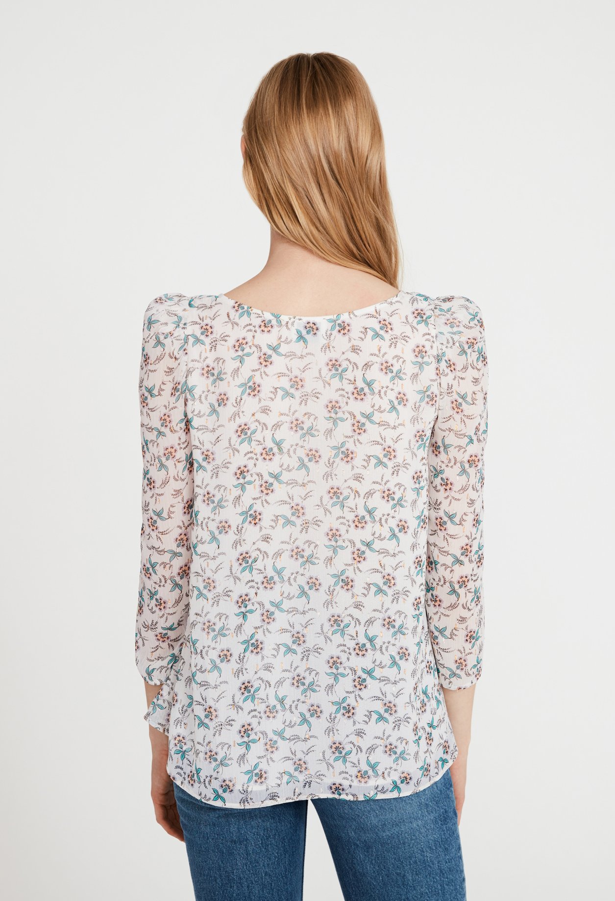 Chemise imprime floral metallise