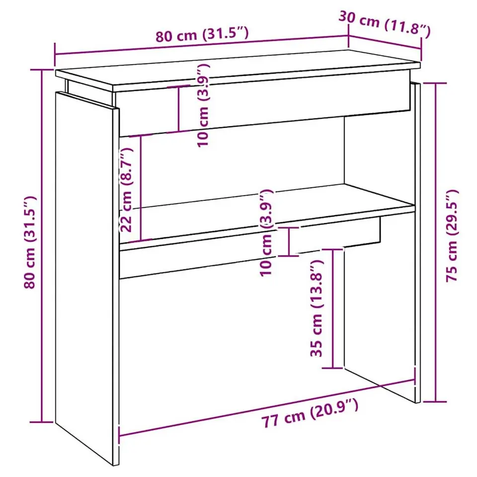 vidaXL - Bijzettafel - Zwart - Bewerkt hout