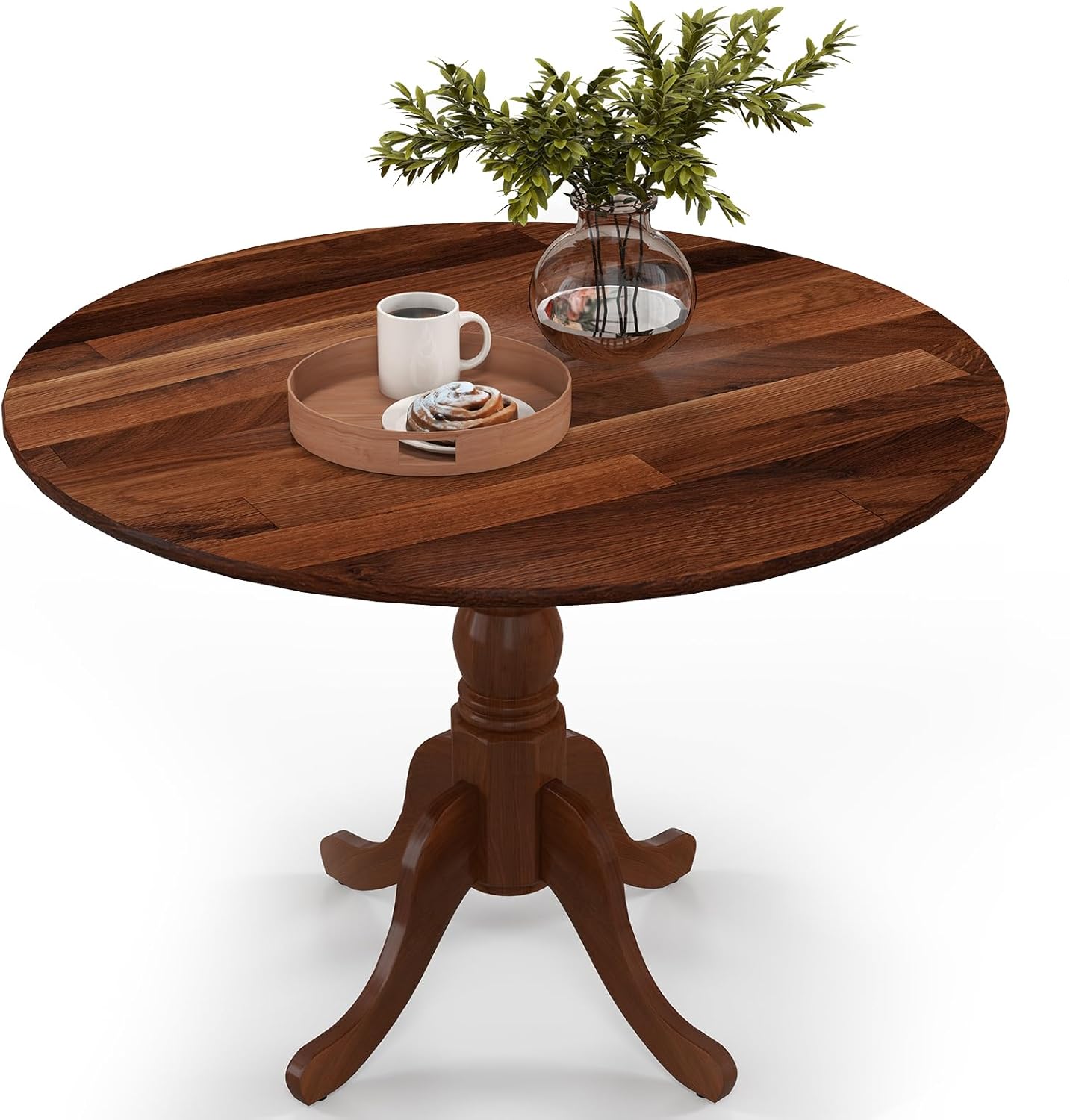 GIANTEX Esstisch Rund 100 cm, Küchentisch aus Massivholz, Esszimmertisch für 4 Personen, Holztisch Esszimmer, Dining Table, für Esszimmer Küche, 100 x 100 x 73 cm (Walnuss)