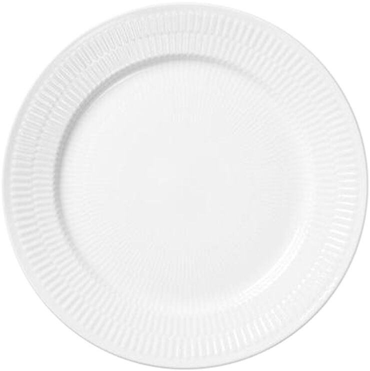 Royal Copenhagen Hvid Riflet 19 cm. tallerken Hvid
