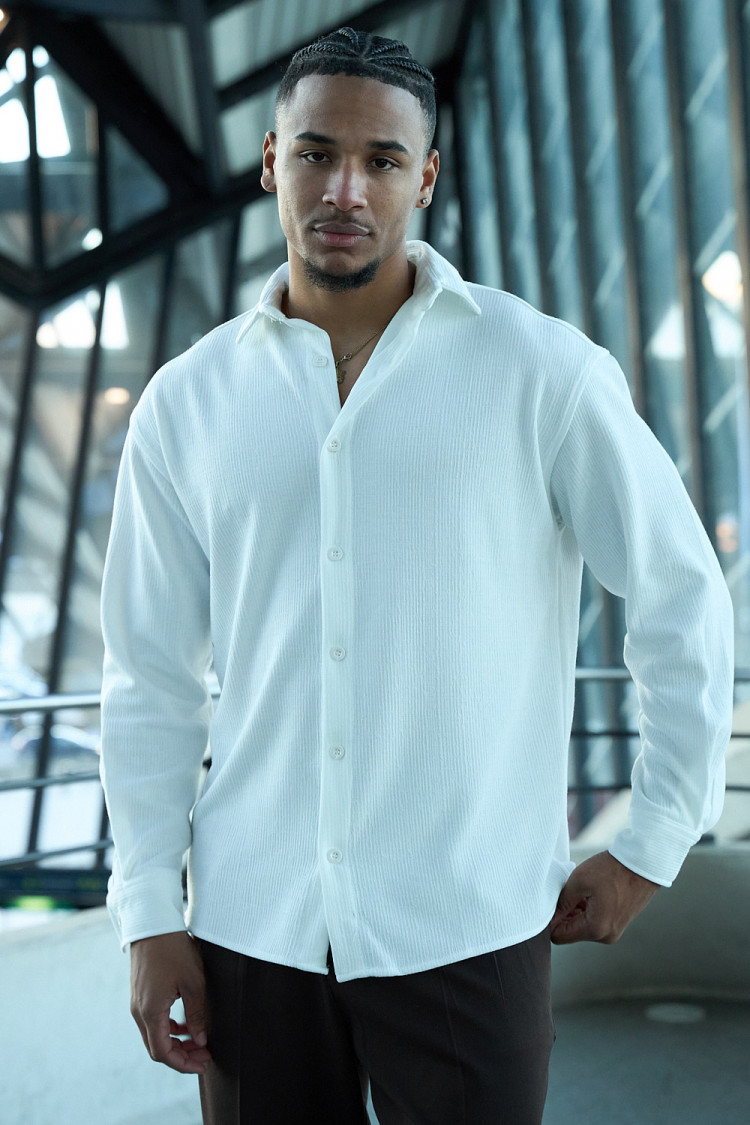 Chemise blanche côtelée