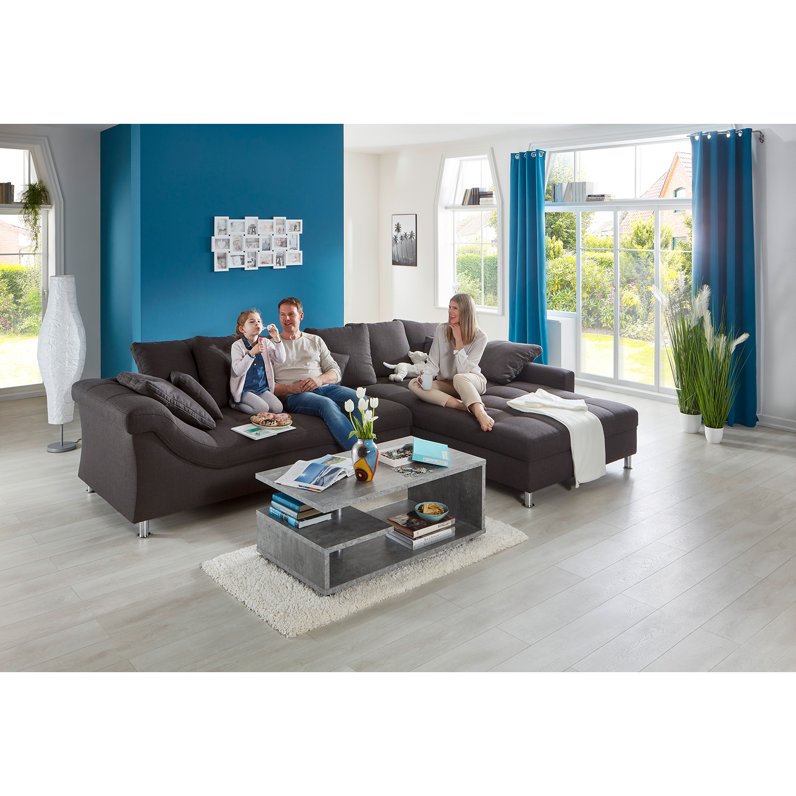 Ecksofa - anthrazit - beidseitig montierbar