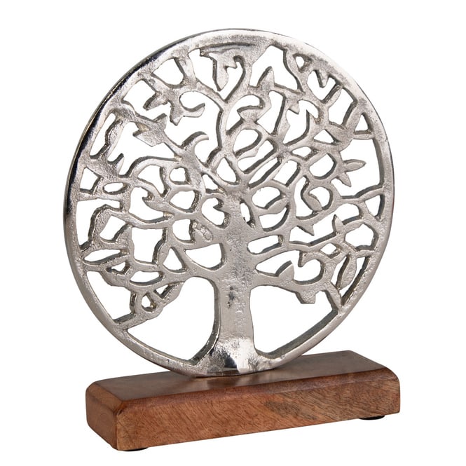 Standdeko - Lebensbaum - Holz, Metall - ca. 17,5 x 5 x 20 cm